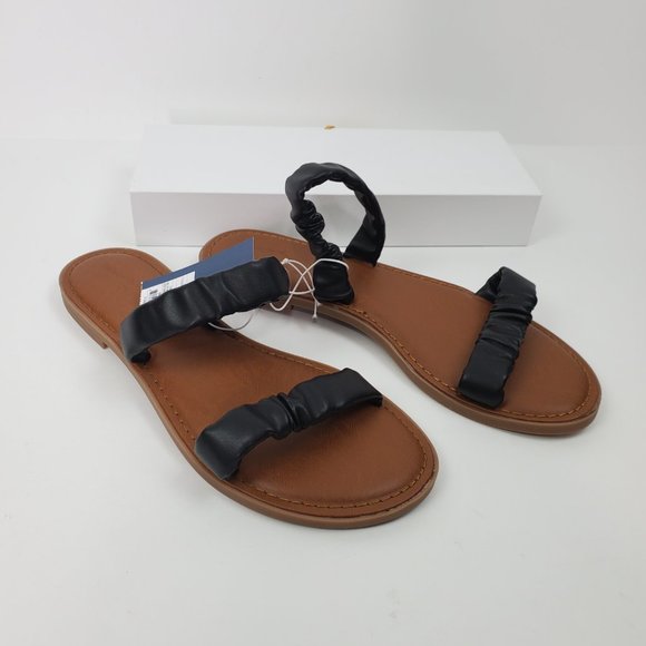 Universal Thread Black Brown Willow Slip-On Slide-On Flat Sandals NWT Size 9 1/2 - Picture 13 of 14
